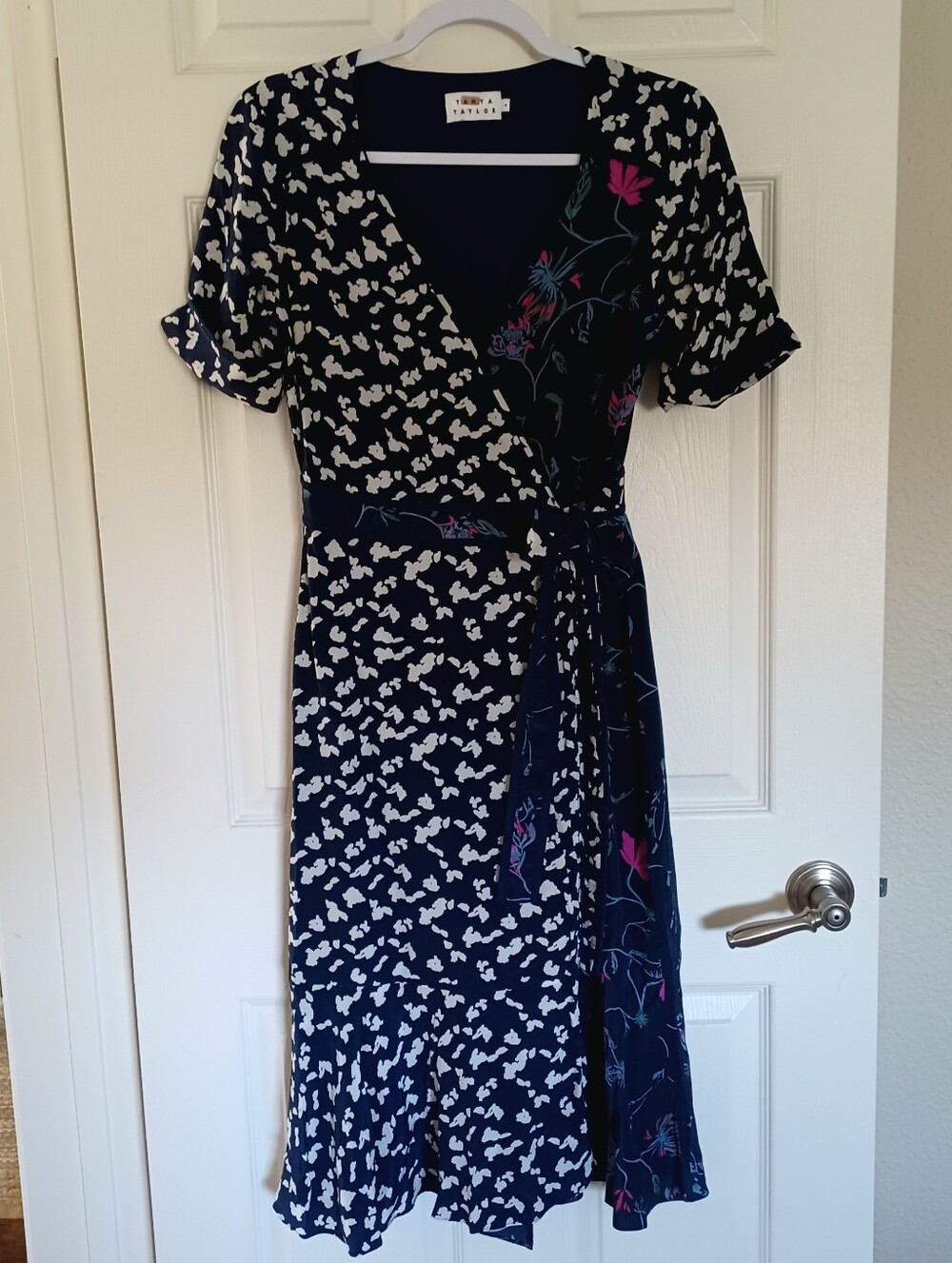 Tanya Taylor Luisa Wrap Dress Blue White Pink Floral Silk 4 - Picture 3 of 10